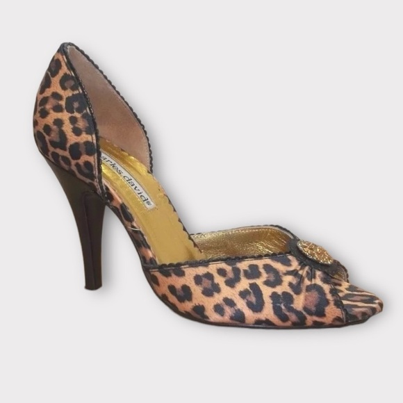 Charles David Leopard Animal Print Peep Toe 4” Heeled Pumps Women’s Size… - Picture 1 of 10